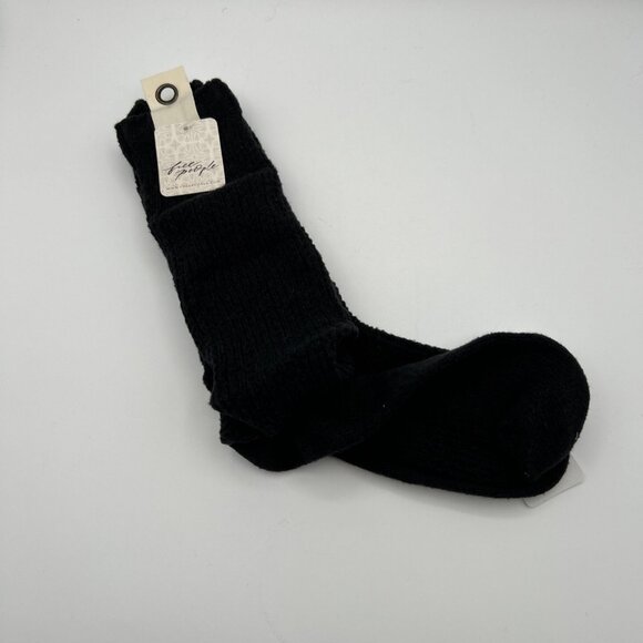 Free‎ People Drew Cable Knit Scrunchy Slouchy Socks One Size Black NWT - Picture 1 of 3